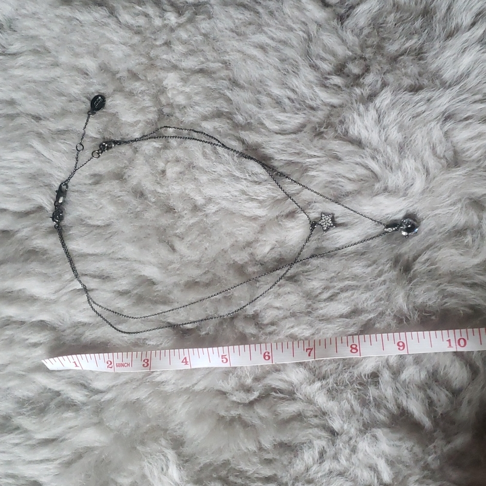 Juicy Couture Double Layer Hematite Star and Heart Crystal Pave Necklace - Picture 11 of 11